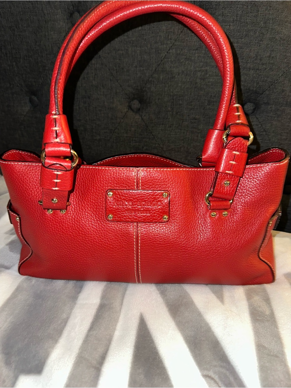Kate Spade Red Leather Satchel Handbag - Women Bags